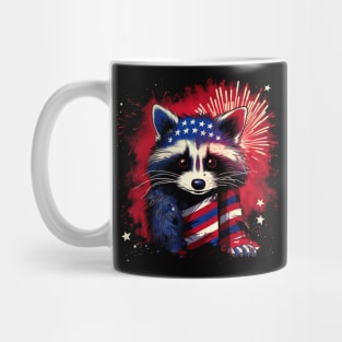 raccoon proudly American Flag Mug